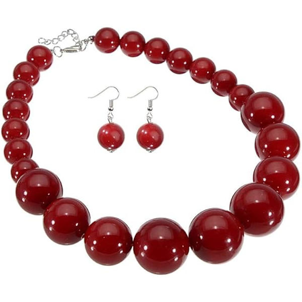 Fashion Stor Halsband med Stora Simulerade Pärlor, Halsband med Pärlor, Halsband med Krage, Halsband med Bib, Örhängen, Smyckesset