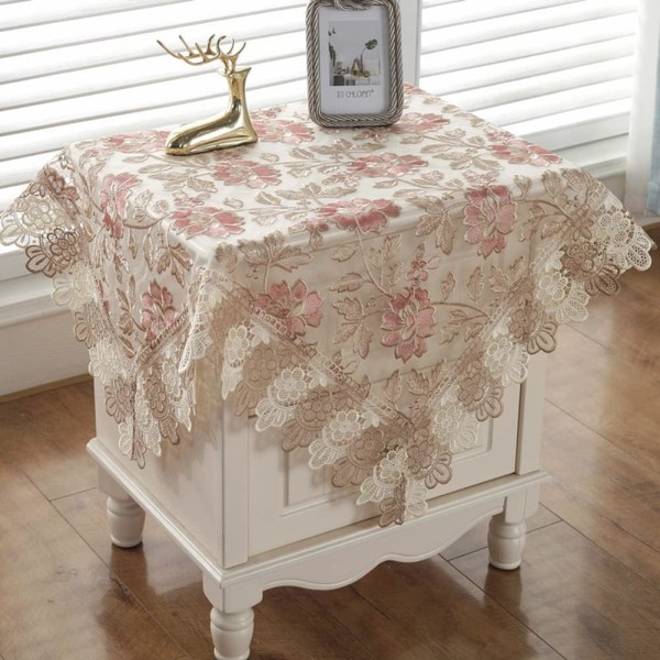 Lyxig fyrkantig liten cover Elegant blommig broderad spetsbordsduk för festkök Matsal Picknickdekoration (typ J, 22"x22")