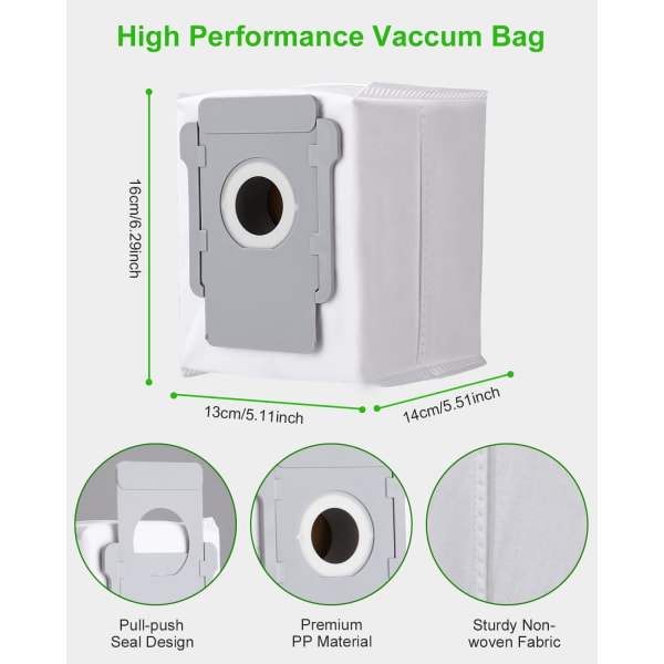 10 dammsugarpåsar till iRobot Roomba i7 i7+ i3 i3+ i4 i4+ i6 i6+ j7 j7+ i8 i8+S9 S9+ E5 E6 E7 Clean Base, ersättningsdammsugarpåse