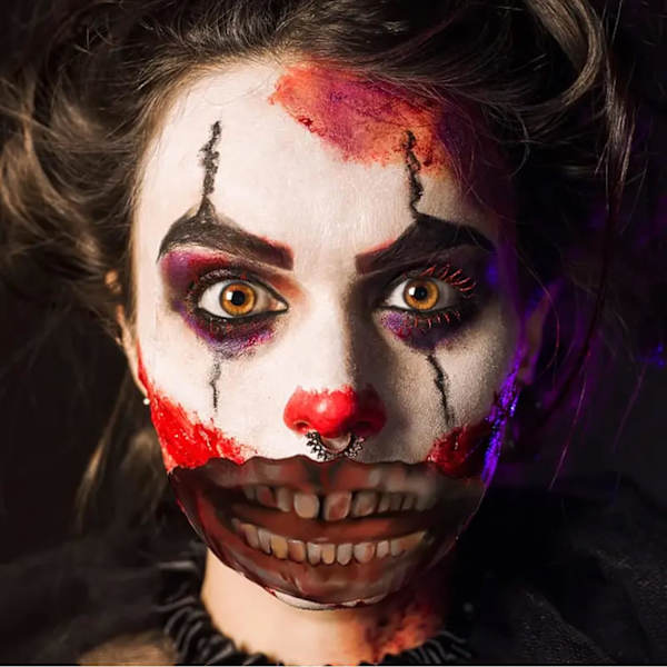 Halloween-aiheiset väliaikaiset tatuointi-tarrat, 10 kpl kasvotarra suu hampaiden tatuointi-tarra Halloween-klovnin suu, irrotettava ja hauska naamiainen (värikäs)