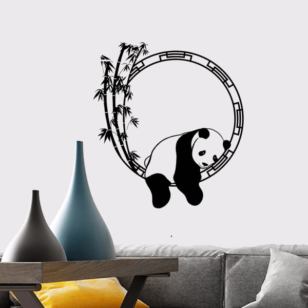 Roliga djur Väggdekor Panda Bambu Japansk Inredning Vardagsrum Vinyl Väggdekaler Vintage sovrum dekoration Konst väggmålningar - -