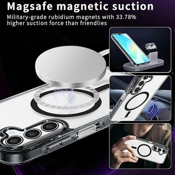 Til Samsung Galaxy A16 4G 5G Cover Kompatibelt med MagSafe TPU PC Gennemsigtigt Telefon Cover - Grøn Multicolor Black