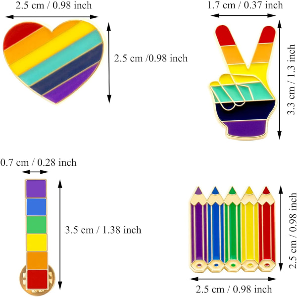 7 delar Regnbågsbroschnålar Pride Heart Flaggaetikettnålar, för klädväska Lapelnål Krage Hatt Sjalnålar för män Kvinnor Dekoration--