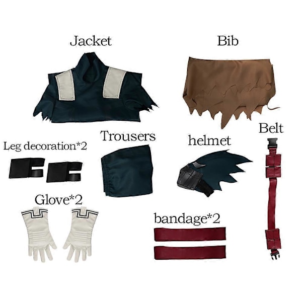 2023 Anime My Hero Cosplay Academia Midoriya Izuku Cosplay Kostym Peruk Vuxen Män Byxor Kappa Bälte Peruk Dräkter Halloween Kostym S costume and wig