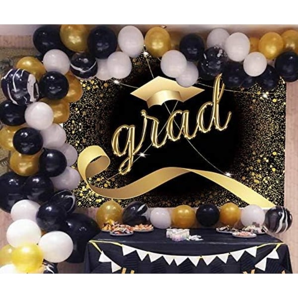 Klasse af 2021 Kandidater Baggrunde Bachelor Cap Bånd Guld Glitter Graduation Fest Fotografi Baggrund Tillykke 7x5ft