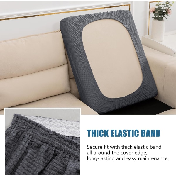 Vanntett sofa putetrekk jacquard høy elastisitet, for stue, vaskbar sofa sete sofa trekk, 1 sete sett (sete pute, grå)