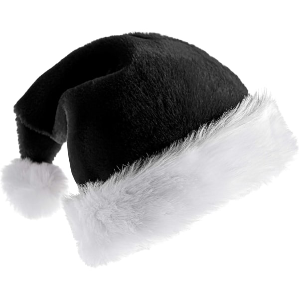 Heyone 1-pack tomtemössa för vuxna Julmössa Traditionell svartvit plysch jultomtehatt för julfest