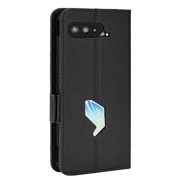 Til Asus ROG Phone 5/ROG Phone 5s/ZS676KS/ZS673KS Litchi Tekstur PU Læder Telefon Cover Magnetisk Lukning Tegnebog Stativ Flip Stødsikkert Cover Black