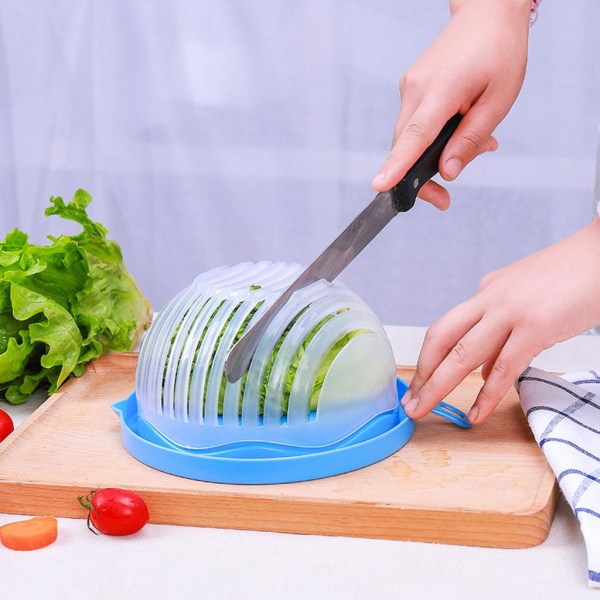 Salat Cutter Key Piece Set, Colander Salat Spinner Salatbolle, Cutter Maker Grønnsaksskål 3 i 1 Frukt Grønnsakssalat