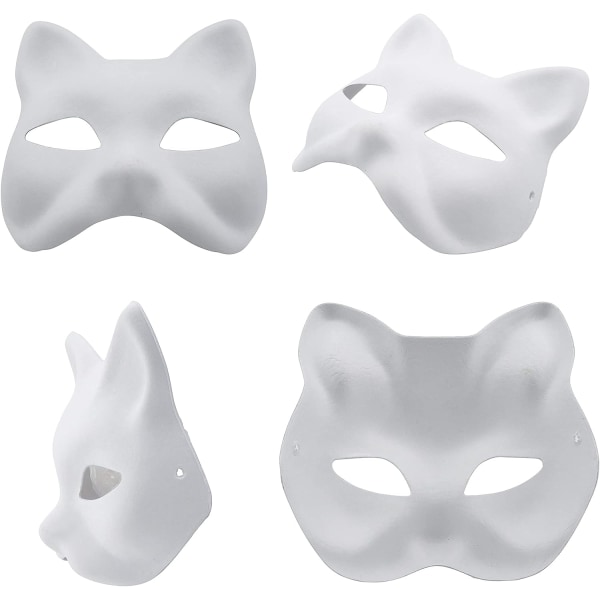 Fox Mask DIY Paintable Cosplay Accessories Mask for Party Masquerade Costume Halloween, Pack of 5