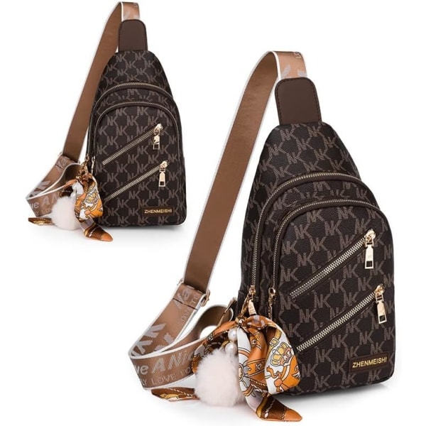 Sling Backpack Sling Bag för kvinnor, Bröstväska Daypack Crossbody Sling Backpack (A-Black)