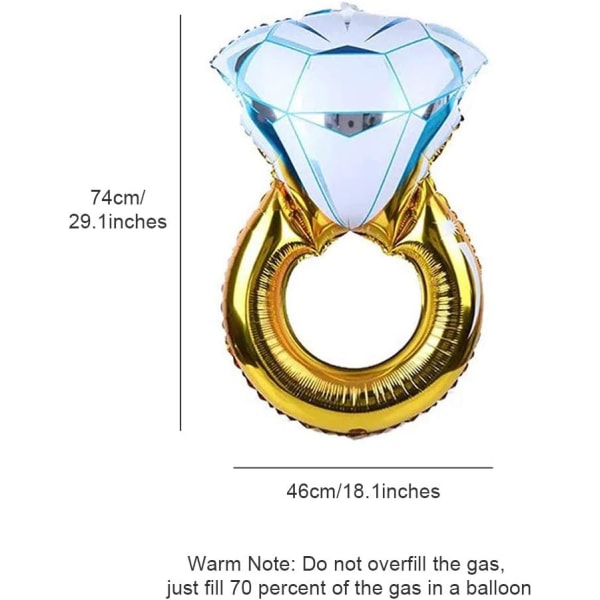 6 kpl juhlafolioilmapalloa timanttisormusilmapalloa 30 tuumaa polttarit koristeet kihlausjuhlat koristeet (sormus)