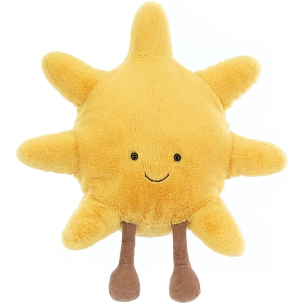 Underholdende solpude, gul sjov solplys pudepude, Kawaii Summer Sunshine Plys, sofapude pude bil nakkepude (11,8 tommer)
