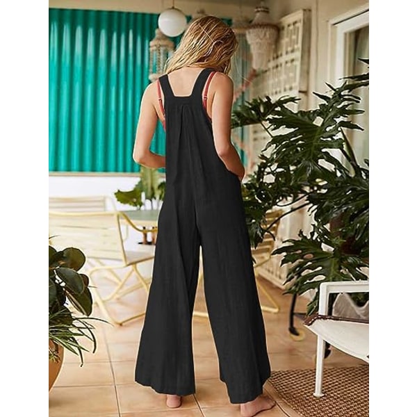 Kvinders Casual Jumpsuits Baggy Rompers Justerbare Stropper Brede Ben Overalls med Lommer PQ2