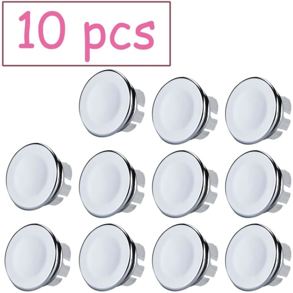 10 st diskbänksöverflödeslock, runda diskbänksöverflödeslock, diskbänksöverflödespropp, köksdiskhoöverflödeslock, propp