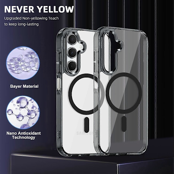 For Samsung Galaxy A16 4G 5G Deksel Kompatibelt med MagSafe TPU PC Gjennomsiktig Telefondeksel - Grønn Multicolor Black