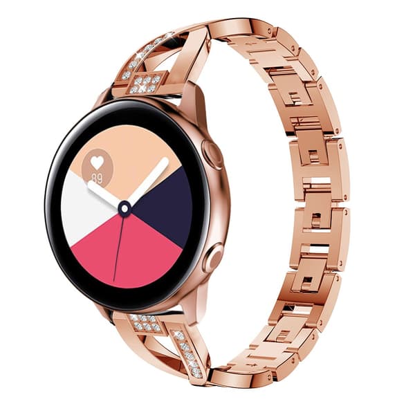 Rhinestone Krystallarmbånd Galaxy Watch 42mm/Active Roségull
