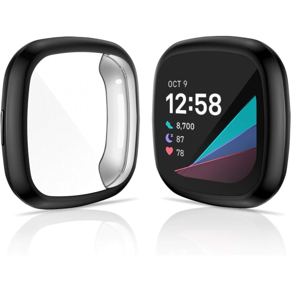 4-pak skærmbeskytter etui kompatibel med Fitbit Sense / Versa 3, blødt TPU-belagt kofanger fuld beskyttende etui