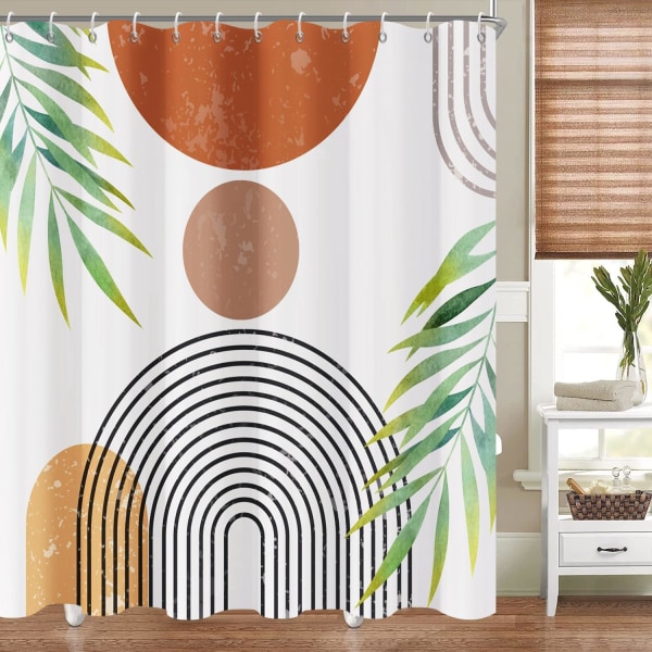 Boho bruseforhæng til badeværelse Boho indretning Mid Century Modern forårsbruseforhæng - 72\" x 72\" Bohemian, lys op dit badeværelse