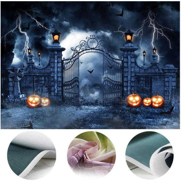 Läskig Halloween-bakgrund Pumpa Fotobakgrund för hemskt Halloween-temafestdekoration 12471 (7x5FT)