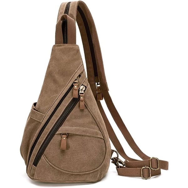Canvas Sling Bag - Liten Crossbody ryggsäck Shoulder Casual Daypack ryggsäck för män kvinnor