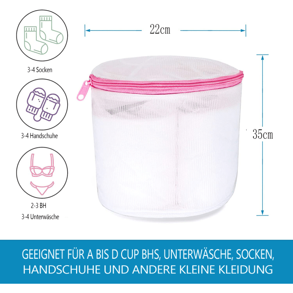 Pyykinpesukoneverkko, 3 kpl sylinterimäisiä pyykkipusseja vetoketjulla konepesua varten, uudelleenkäytettävä pyykkiverkko paitoja varten