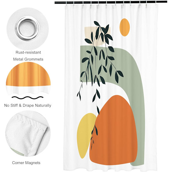 Boho Moderne Bruseforhæng til Badeværelse/Abstrakt Moderne Kunst Minimalistisk Geometrisk Bad Vandtæt Bruseforhæng Sæt