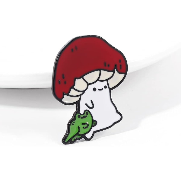 Sienisammakko kova emalipinssi - Söpö Kawaii luonto ulkoilulapset pinssi rintaneula naisille