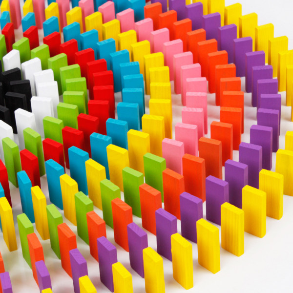 Domino Tile Färgglada 100 stycken tävlingsorgel för barn Vuxenvetenskap och utbildning Träleksaker