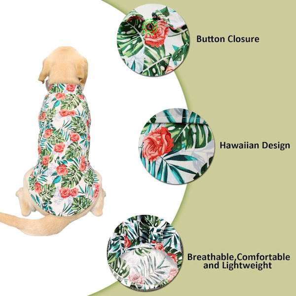 HDKUW Hund Hawaii-kostyme, Hundens kule T-skjorter Sommerklær, Hawaii-skjorte for hunder, Design for Summer Luau Style Beach Camp Vacation Floral 5XL