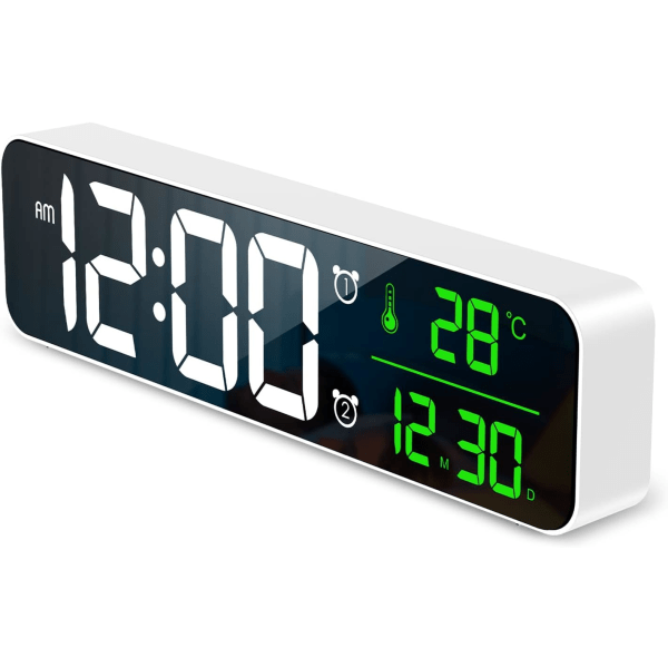 Digital klocka Stor skärm, senaste 10,5-tums digital väggklocka för vardagsrummet, LED-spegelklocka med 40 musik, 2 larm, 6 ljusstyrkedimmer, 4 volymer
