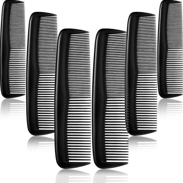 12 Pieces Hair Combs Set Pocket Fine Plastic Hair Combs for Women and Men, Fine Dressing Comb (Black)