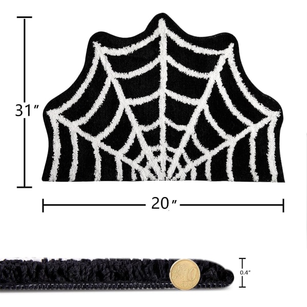 Spider Web Sort Halloween Badeværelse Tæpper Skridsikre Maskinvaskbare, Gotiske Spøgelsesagtige Sjove Bademåtte Halvcirkel Brusebad Gulvtæpper Halloween Dekoration