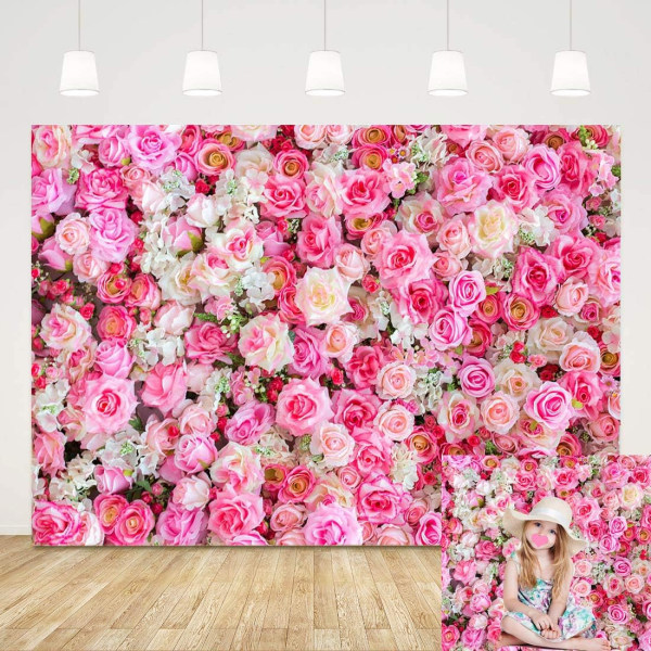 YQ Pink Rose Blomster Fotografi Baggrunde til Baby Shower Piger Fødselsdagsfest Foto Baggrund Blomster Bryllup 7x5ft