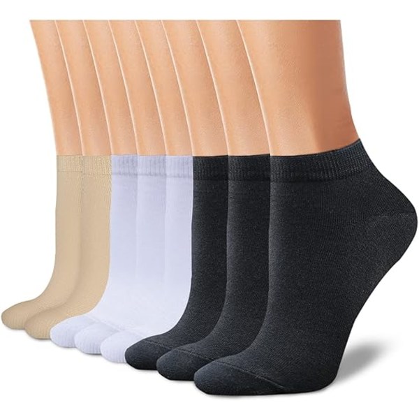 8 par ankelsokker til kvinder skridsikre bomuldsstrømper No Show sokker Klassiske lavtudskårne afslappede sokker