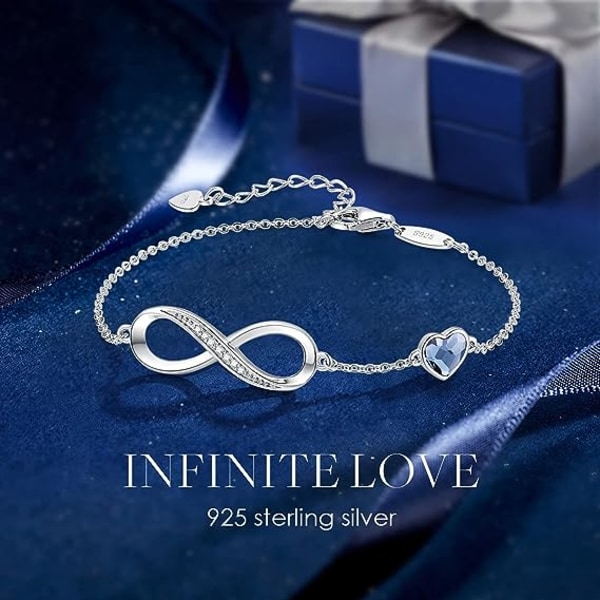 Infinity Hjärta Symbol Charm Länk Armband för Kvinnor 925 Sterling Silver Rostfritt Stål Justerbar Jubileum Smycken Födelsedagspresenter