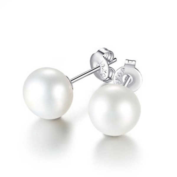 2 par enkla pärlörhängen skalpärlor för kvinnor Mångsidigt mode runda pärlörhängen Smycken, vit Betterlifefg