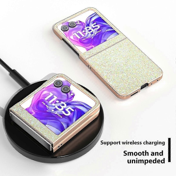 Til Motorola Razr 50 5g Etui Elektropletteret Telefoncover Farvet Glitter Design Pu+tpu Beskyttende Etui Amber Yellow