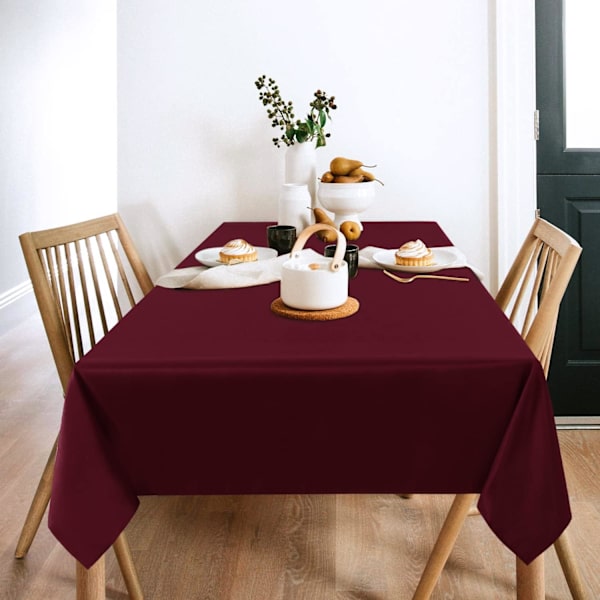 2-delt burgunder duk 54 x 78 tommer, rektangulær 4 fot duk - flekkbestandig rynkebestandig vaskbar polyester for spisebord