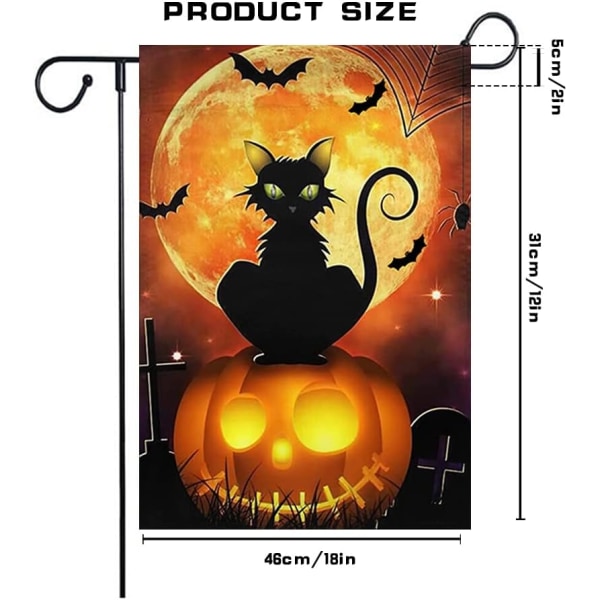 Halloween græskar have flag - Happy Halloween have dekorationer 12 * 18 dobbeltsidet hessian lodret (Halloween græskar-3)