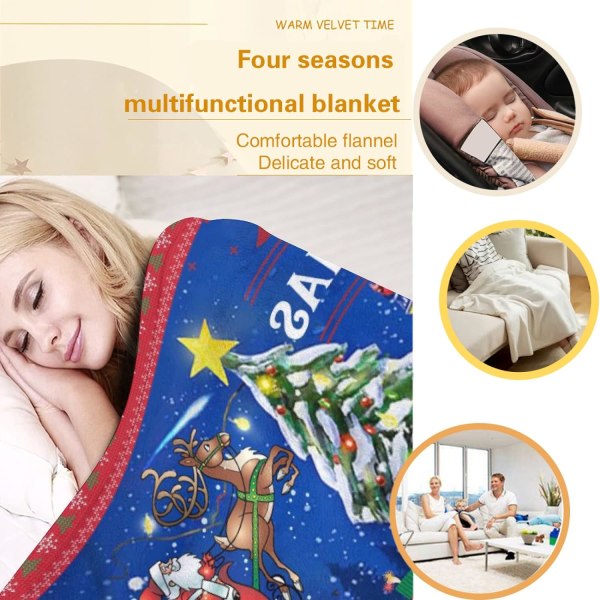 God jul-teppe, supermykt og varmt vinterferie-trykt teppe for sofa seng, 127 cm x 152,4 cm