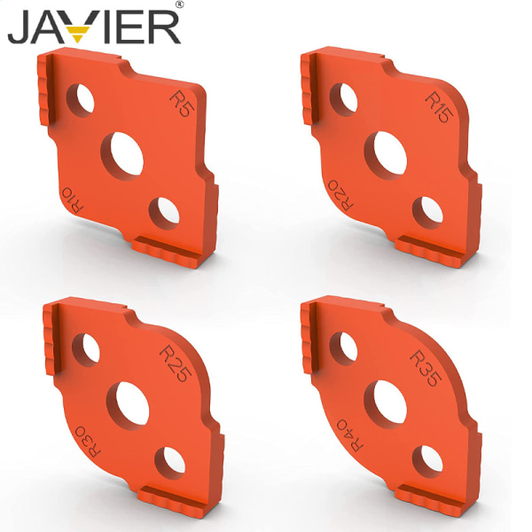 4-delt radius jig router mal for trebearbeidingsverktøy, høy hardhet ABS + CNC router jig mal vinkel T10 T15 T20 T25 T30 T35 T40