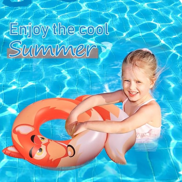Poolponton för barn uppblåsbar simring, räv- och krokodilmönstrad simslang för 3-11 år, utomhuspool Strand roliga leksaker för poolpartyn