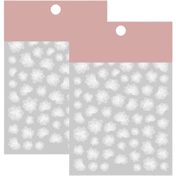 Natehimlen Nail Art Sticker Decals 3D hvide blomster mønster neglespidser Semi transparent design mode charme DIY tånegle negletatoveringer (3 ark)