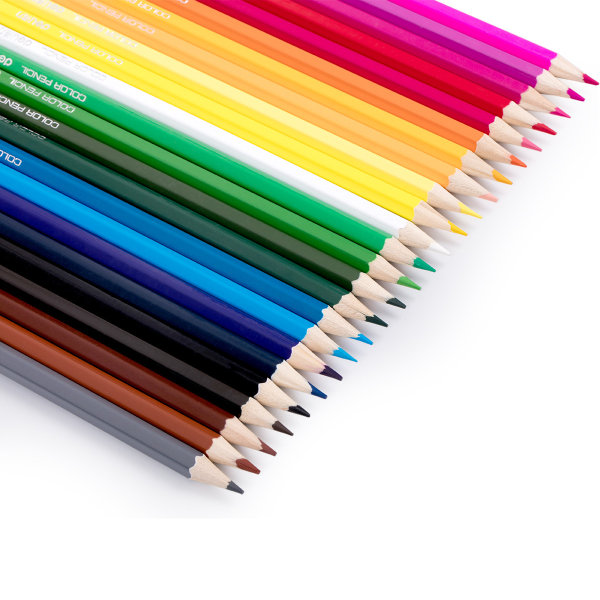 24-pack färgpennor med inbyggd vässare i cap, livfulla färger omvässade pennor för skolbarnslärare