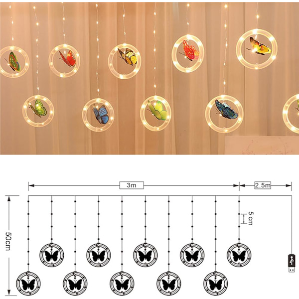 Jul LED-slingor, julgransljus, nyhet julgransljus med USB, Merry Christmas-gardinljusslingor