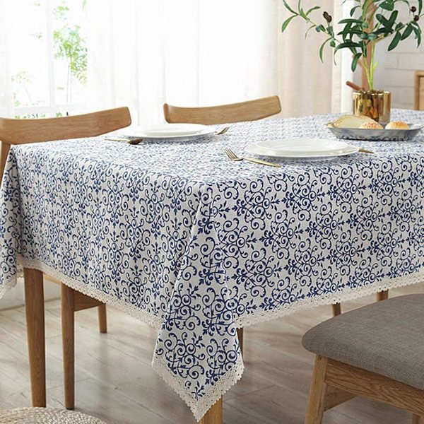 Dugdug af bomuldslinned, rektangulær, støvtæt dug til middagsselskab, picnic, borddekoration (39 x 55 tommer, sommerfugleblomstmønster)