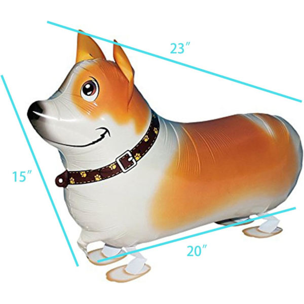 Gående dyreballonger kjæledyrballong luftvandrere, barnas dyretema bursdagsfestrekvisita bursdagspynt (Corgi)