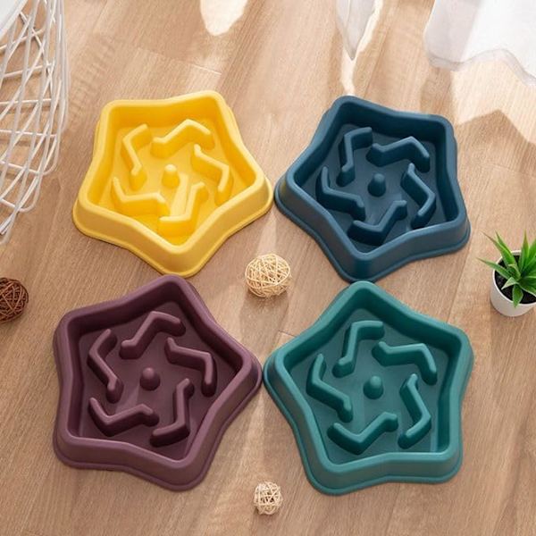 Långsam matare hundskål - Maze Puzzle Feeder Hund långsam matare skål, Lila hundskål långsam matare, 2 koppar långsam matare hundskålar för små, medelstora,