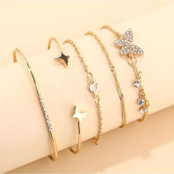 Boho gullkjede armbånd sett for kvinner jenter, flere lag stablet åpen mansjett wrap bangle justerbar lenke italiensk